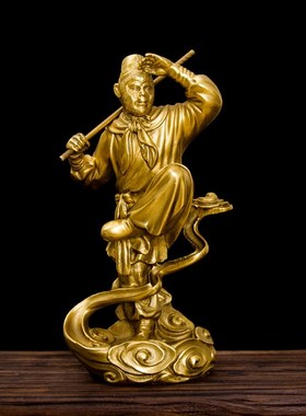 孙悟空摆件纯黄铜齐天大圣斗战胜佛家居饰品摆件美猴王铜猴子摆件