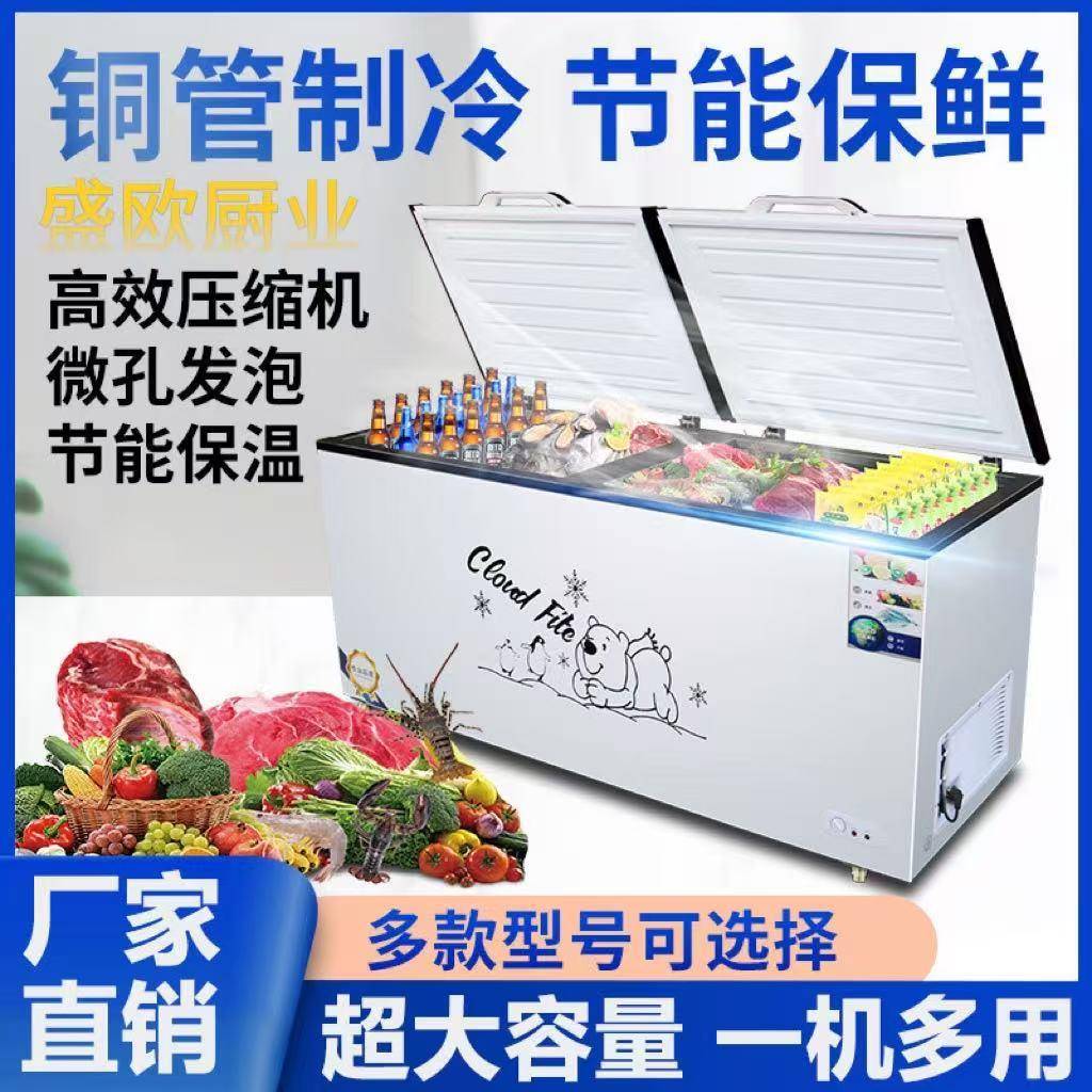 冰柜商用大容量冰柜冷藏冷冻卧式冷柜雪柜超大单双温柜