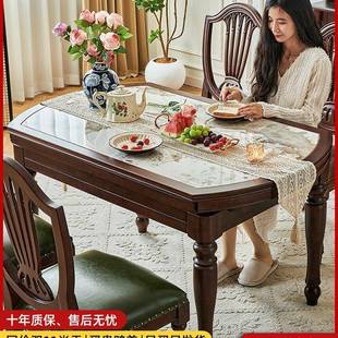 餐厅 折扣价 伸饭桌岩板餐桌圆桌核桃缩木全复可可家用变古美式