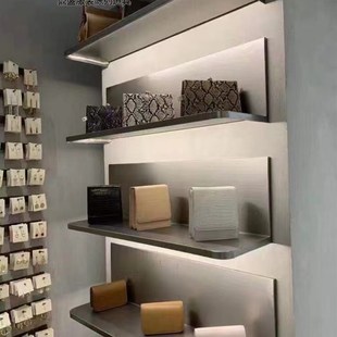 鞋店鞋架展示架不锈钢拉丝上墙架衣帽植物架女装店饰品包包多层架