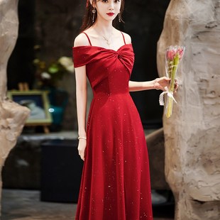 小个子惊艳长裙年会日常长裙质感敬酒服 订婚回门便装晚礼服裙女