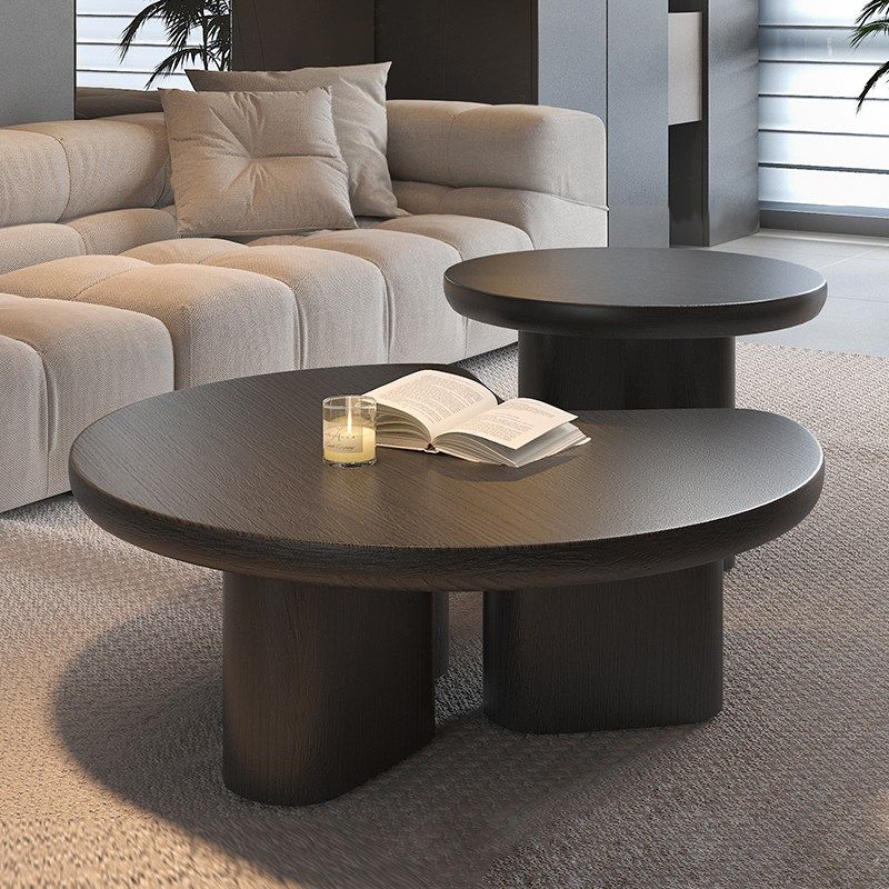 纳威大小茶几组合设计创意圆形茶桌意式极简客厅家用黑橡木色矮桌,住宅家具,茶几,淘宝优惠券,粉丝福利购,淘宝优惠卷