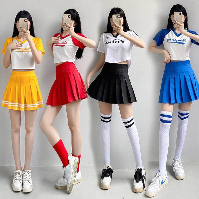 高货女团同款啦啦队女套装啦啦操百褶裙服装足球宝贝舞蹈爵士