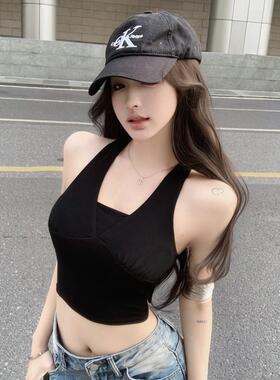 高货速发Suuuicee 美背狙击 挂脖绑带设计性感露背吊带修身无袖纯