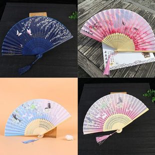 中国风蹈送礼古风女扇扇子日式 布用复古迷你扇折叠夏季 随身便携小
