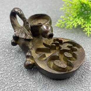 倒流香炉摆件 古玩收藏老铜时来运转高山流水福字创意家用摆件个性