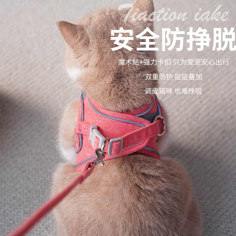 猫咪牵引绳背心式胸背带外出可爱英短专用防挣脱栓宠物猫小型绳子