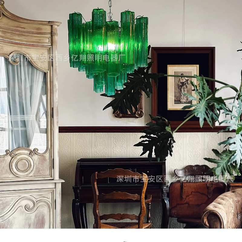 中古风翠绿色新款客厅灯复古卧室吊灯法式别墅餐厅设计师吊灯