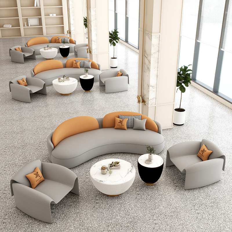 售楼处部洽谈沙发轻奢休息区酒店大堂接待会客办公室沙发茶几组合