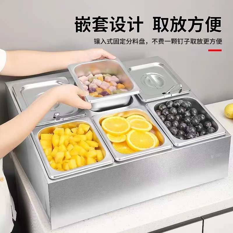 冰粉配料盒摆摊不锈钢调味盒商用厨房带盖八格收纳盒调料盒组合