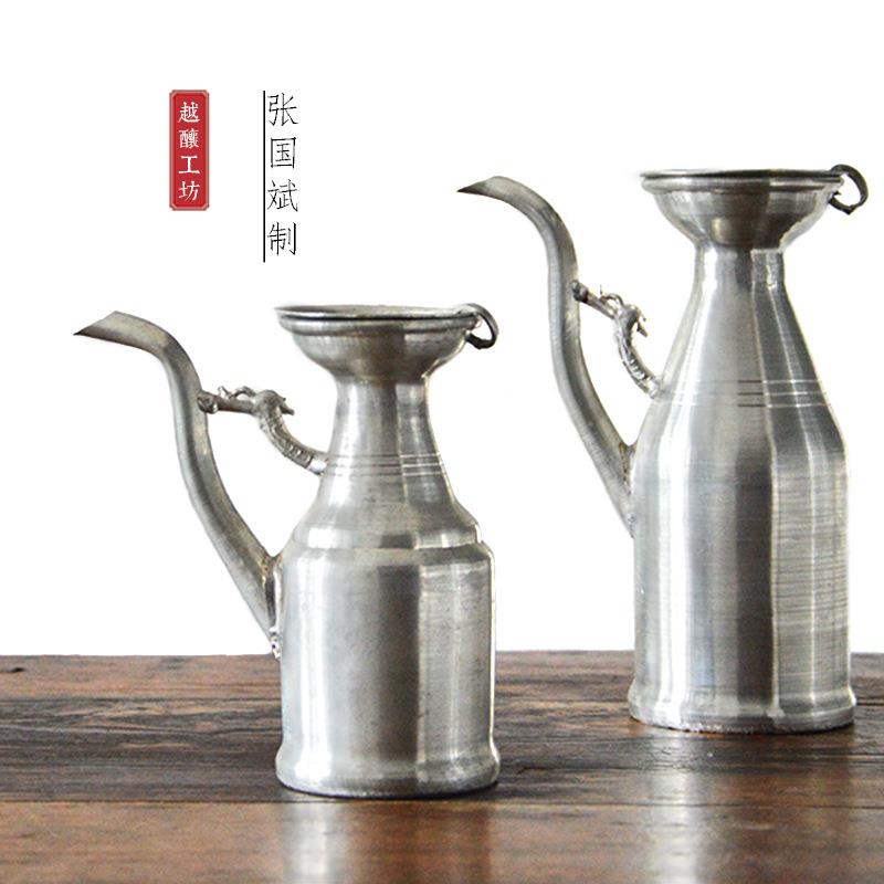 越酿工坊 锡酒壶手工锡器温酒锡壶 95%锡中式酒具 传统老酒壶