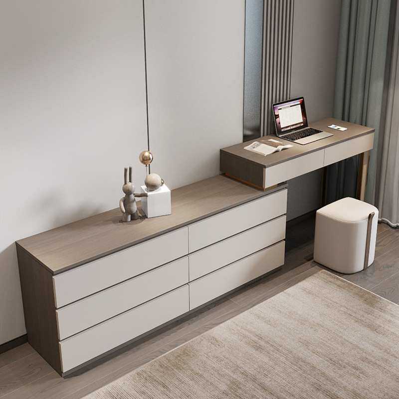 梳妆台斗柜一体卧室床尾收纳柜实木书桌电视柜组合储物房间化妆柜