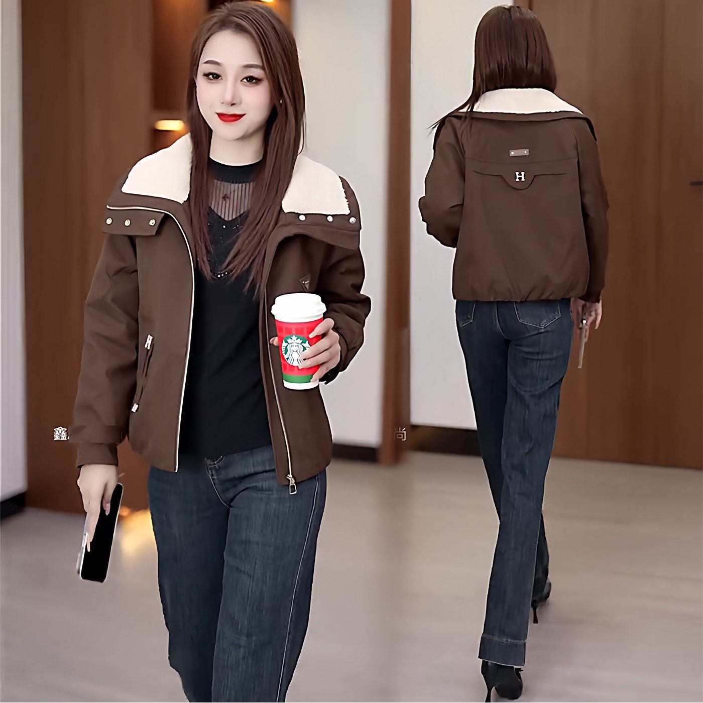 爆款冬装短款羊羔毛外套女2025新款今年流行加厚加绒派克棉服大衣,女装/女士精品,短外套,淘宝优惠券,粉丝福利购,淘宝优惠卷