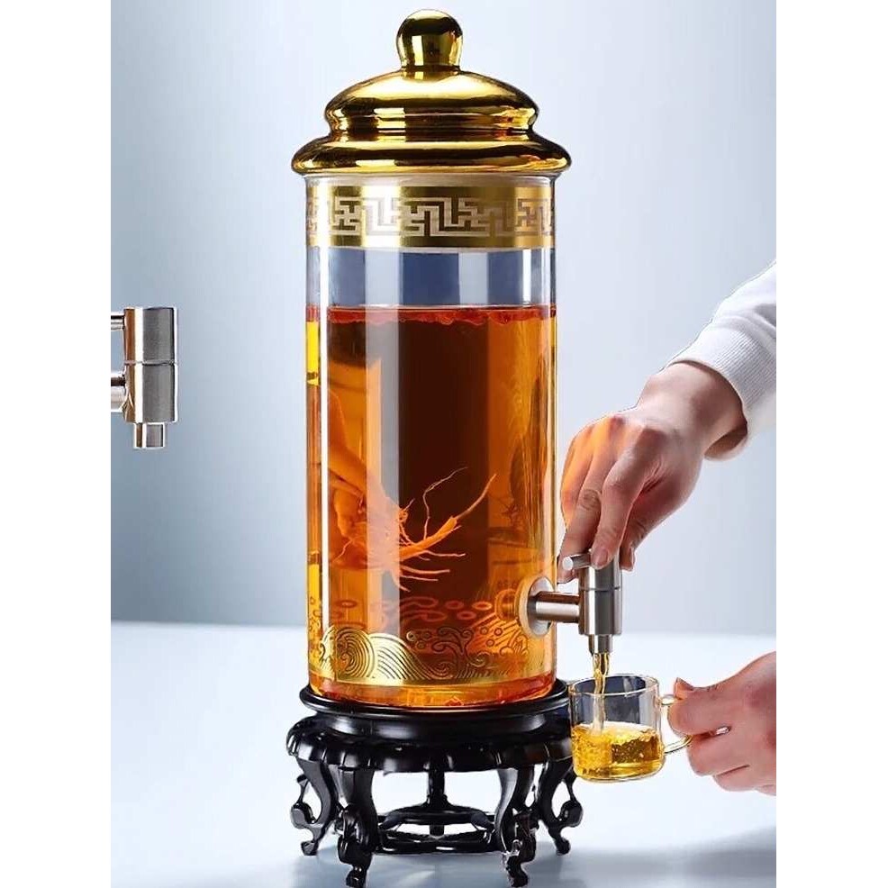 ?25大口径高硼硅泡酒瓶加厚大容量人参鹿茸家用商用密封泡酒