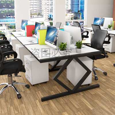 职员办公桌四人位员工电脑桌会议桌卡座简约现代办公桌椅组合