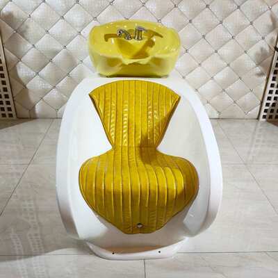 网红发廊半躺式洗头床理发店专用冲水床按摩床美发店陶瓷盆按摩床