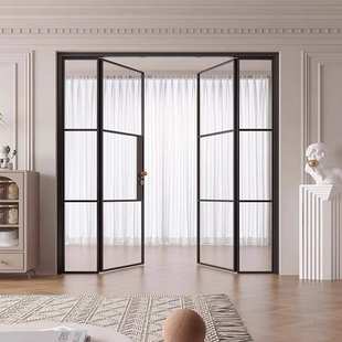 极窄法式复古老钢窗门厨房阳台门书房对开门隔断玻璃门铁艺双开门