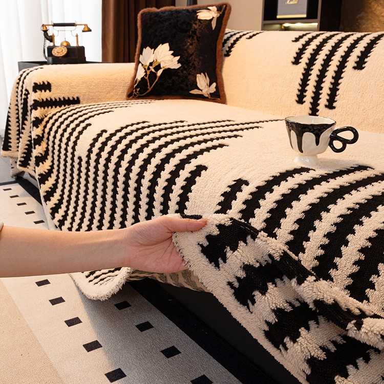 轻奢高级感沙发盖布冬季毛绒沙发毯子防滑沙发巾一整张全盖