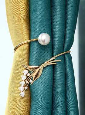 可调节金属窗帘绑带兰花珍珠子窗帘扣家用装饰窗帘夹厂家