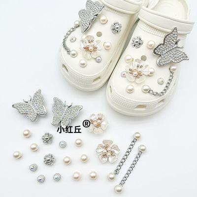 适配crocs洞洞鞋配饰女款2025新款蝴蝶链条鞋花diy装饰扣配件鞋扣
