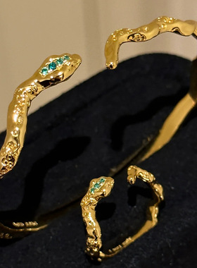 新中式本命年蛇年小金蛇戒指