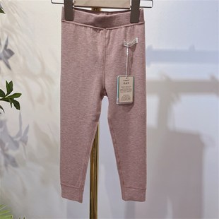 晚安吻儿童蚕丝条纹高腰中厚磨绒发热男女孩保暖裤棉裤秋裤23186