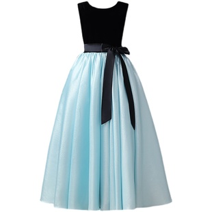 女童礼服高端主持人走秀黑色小提琴演奏服乐团独奏儿童钢琴演出服