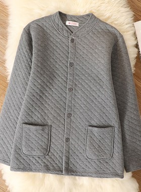 老年人保暖内衣男款夹棉单件上衣纯棉开衫老人贴身加绒加厚男秋衣