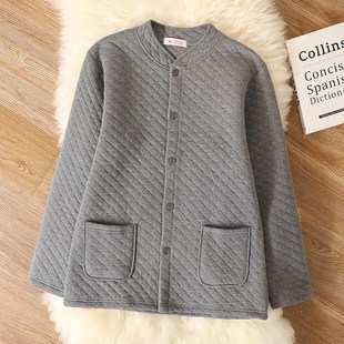 老年人保暖内衣男款夹棉单件上衣纯棉开衫老人贴身加绒加厚男秋衣