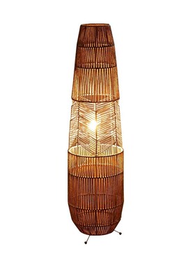 日式复古侘寂风麻绳落地灯卧室客厅沙发手工编织民宿酒店装饰灯