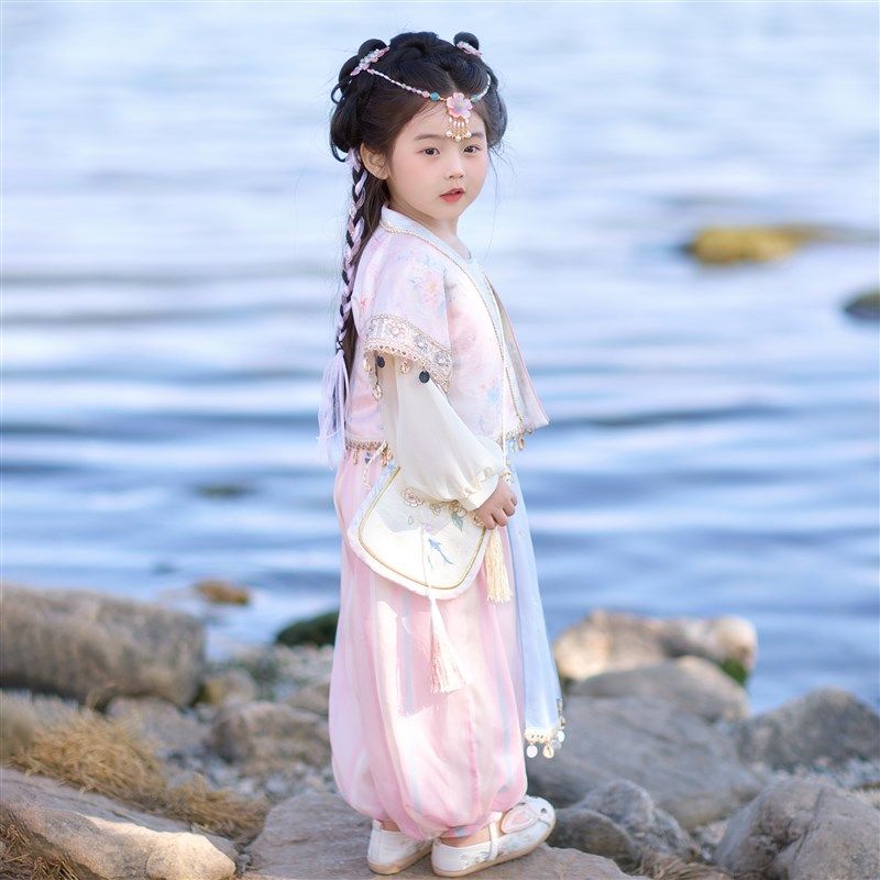 汉服女童2025春秋款儿童古风新中式国风套装小女孩上衣裤子三件套,童装/婴儿装/亲子装,汉服,淘宝优惠券,粉丝福利购,淘宝优惠卷