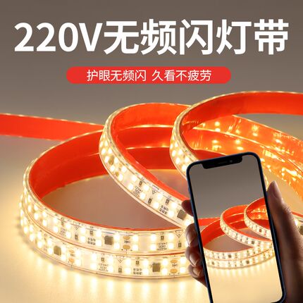 led灯条220V高压无频闪线型灯带客厅吊顶灯自粘柔性防水高压户外