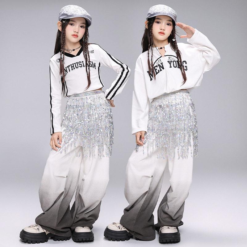 爵士舞服装女童韩版时髦套装少儿jazz街舞儿童潮服炸街元旦演出服
