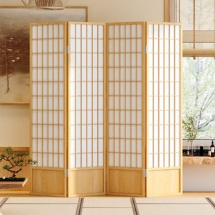 屏风折叠移动隔断客厅带挡板简约现代摄影背景木质樟子格 实木日式