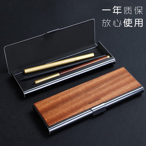 笔盒复古商务可实木雕刻定制金属品物创意文具盒送礼质收纳袋钢笔
