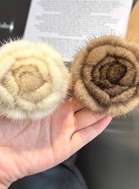 真水貂中国风玫瑰花胸针高级感轻奢风非遗绒花胸针高端时尚精致致