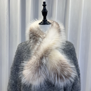 狐狸毛围巾女冬季仿狐狸毛毛领围脖双面加厚保暖气质百搭仿皮草女