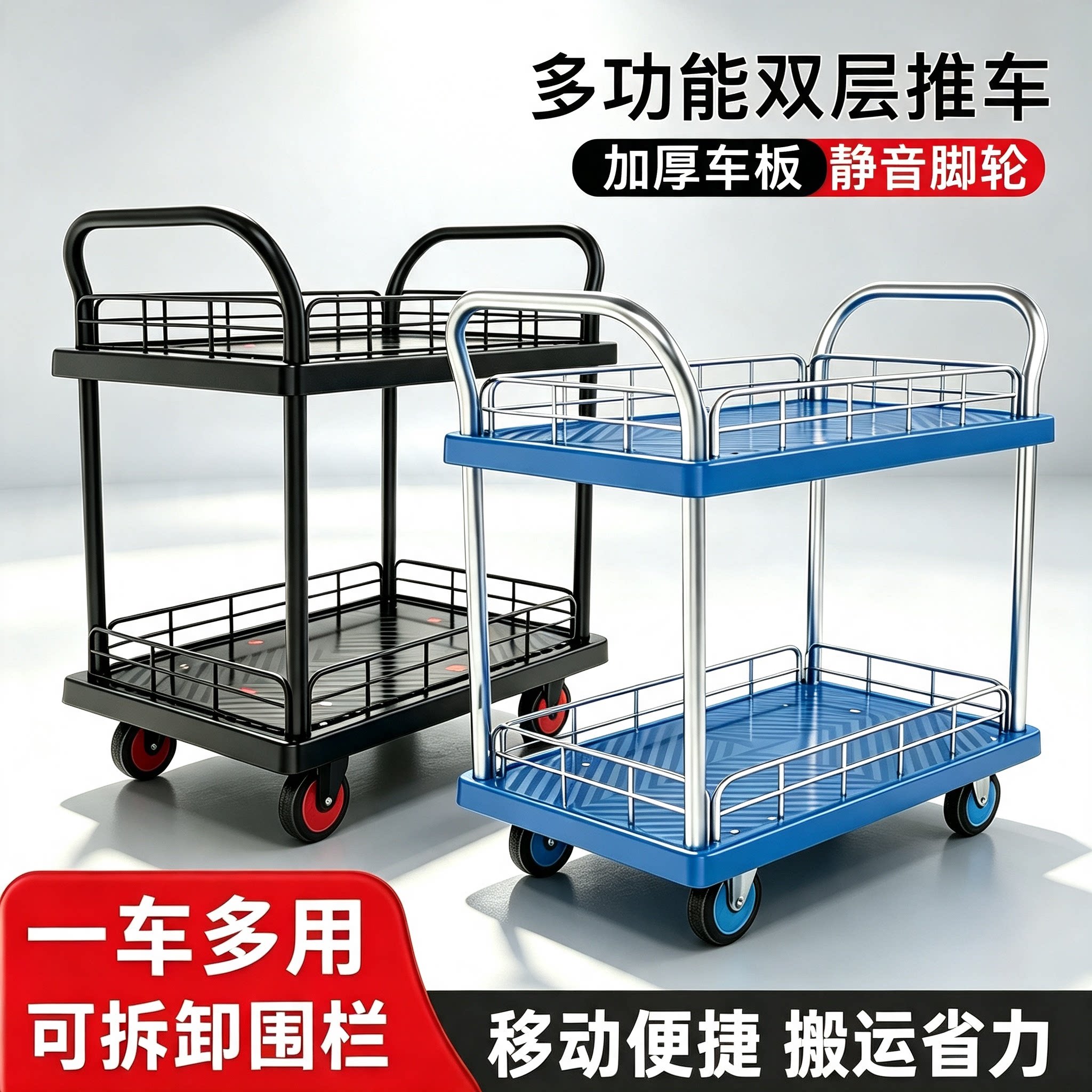 添德利双层静音平板车围栏车