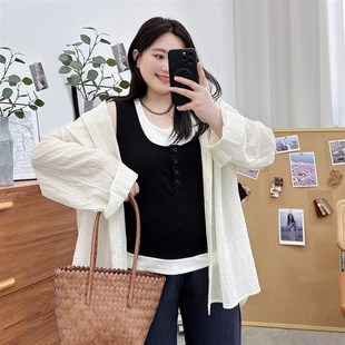 胖mm宽M松遮肉显瘦内搭外穿上 打底吊带背心夏季 大码 女假两件无袖