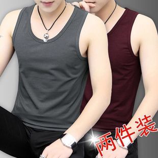 薄款 青年透气运动健身白色汗衫 男士 跨栏打底衫 弹力背n心修身 夏季