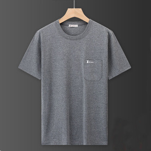 T恤老人爷爷纯棉圆领上衣 爸爸C短袖 中老年人宽松外穿打底衫 男夏季