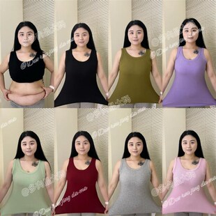 胖MM时尚 女装 简约纯色百搭遮肉T显瘦吊带背心上 大码 2025春夏新款
