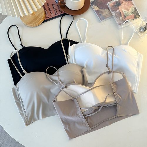 夏季女装批c新款发大码固定杯打底冰丝内衣短款交叉美背吊带背心