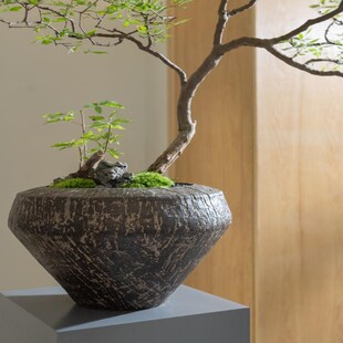 饰别墅家居风格 复古镁泥大号花盆绿n植装 飞燕草盆栽奢华客厅侘寂