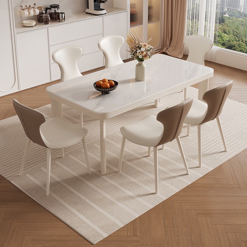 帕沙曼岩板餐桌椅现代小户型家用奶油风白色饭桌22新款