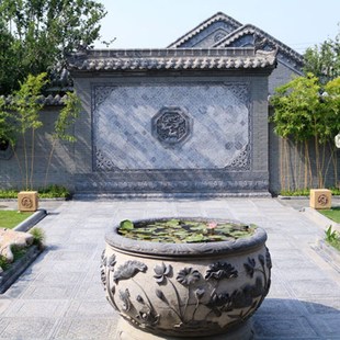 瓜瓞绵绵龙凤纹线条地脚线仿古青砖古建砖雕影壁墙照壁五福捧寿