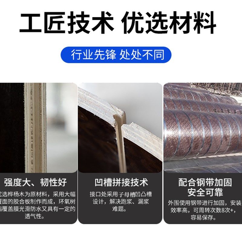 建筑工地用圆柱模板木质圆形圆模板水泥柱子浇筑定型模具弧形木板