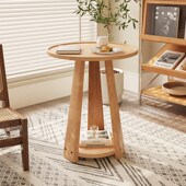 沙发边几实木小圆桌现代小茶几客厅阳台小茶桌床头桌