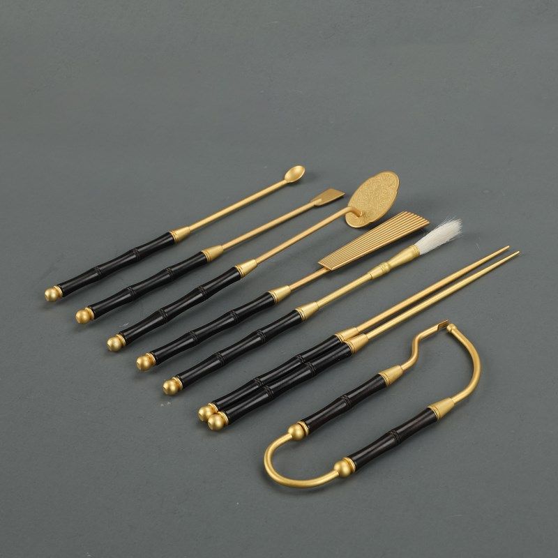 瑞象 黑檀木柄黄铜砂金七件香勺香铲香压香筷毛刷香夹顶,家居饰品,香薰DIY材料/工具,淘宝优惠券,粉丝福利购,淘宝优惠卷