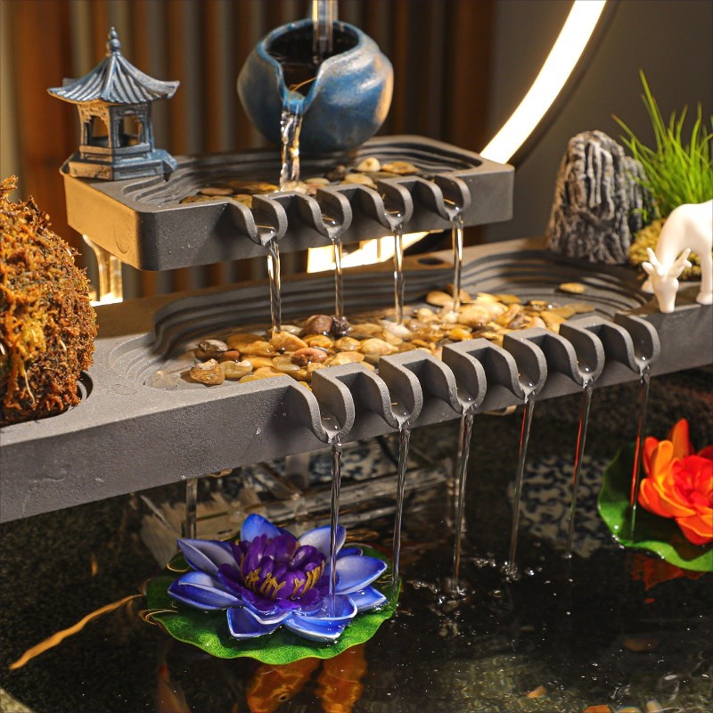 创意流水生财悬壶鱼缸摆件循环水客厅办公室桌面装饰招财开业礼品